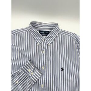 Polo Ralph Lauren Classic Fit Blue White Stripe Button Down Oxford Shirt Mens XL
